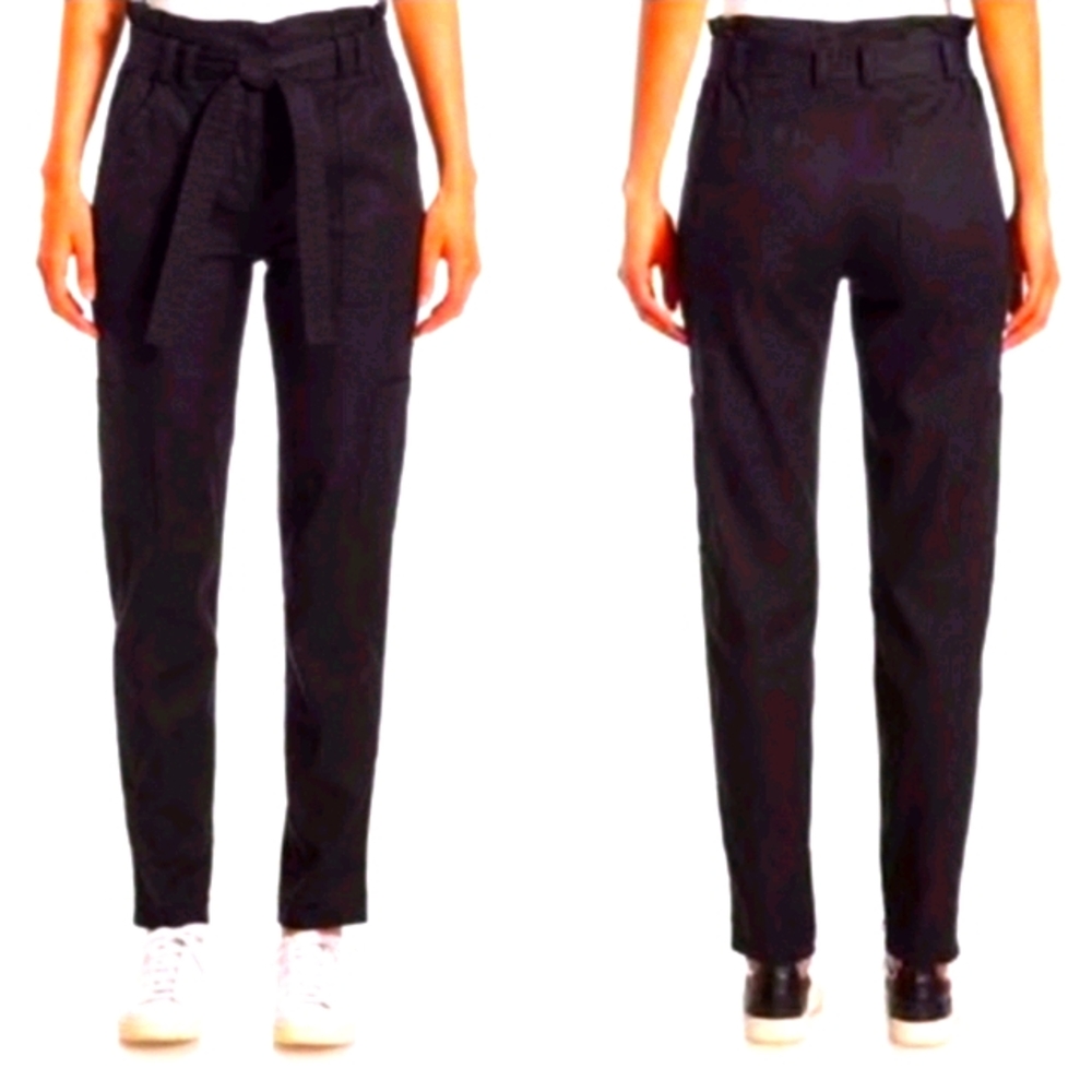 A.L.C. Linen Blend Diego Paperbag Trousers Belted